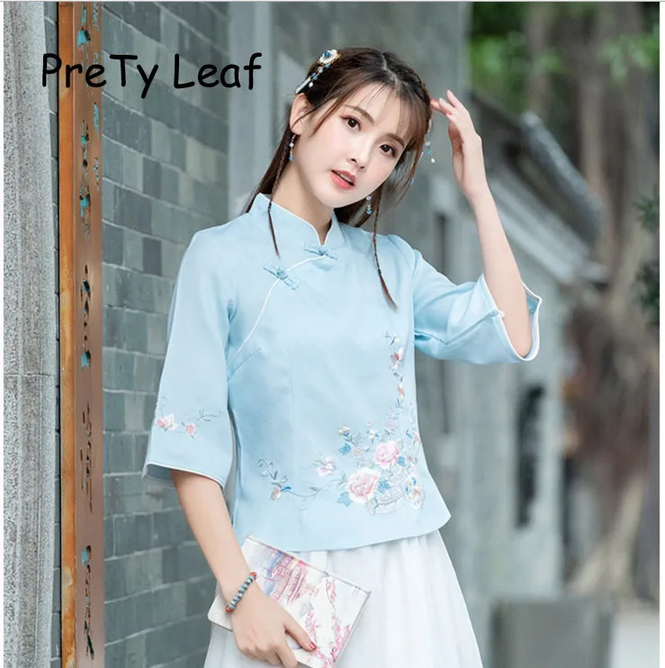 

2019 summer embroidered shirt