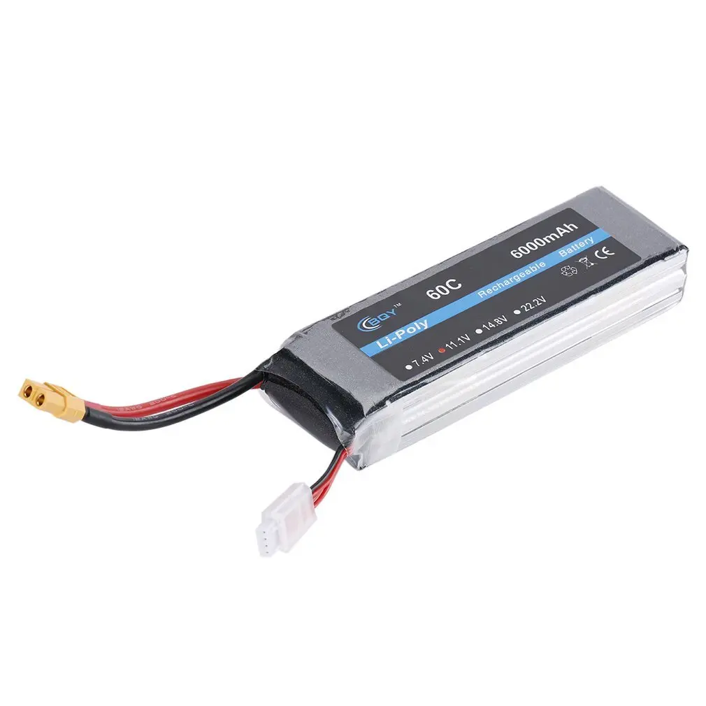 

11.1V 6000mAh 60C XT60 Plug 3S Lipo Battery for Airplane RC Drone Car Boat