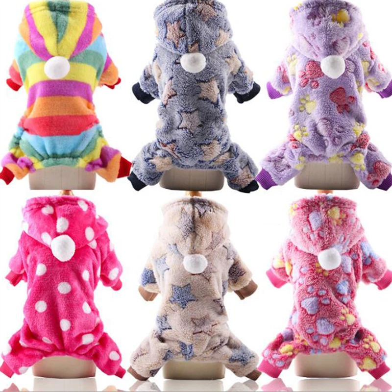 

New Autumn Winter Dog Clothes Dog Pajamas Fleece Jumpsuit Four Legs Warm Pet Clothing Outfit Small Dog Star Costume Apparel