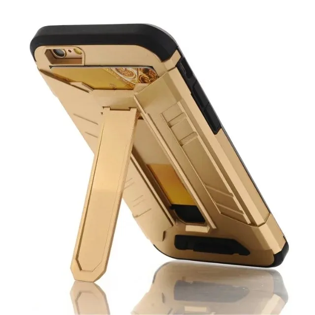 Противоударный Защитный чехол Hybrid Cover Чехол-кобура с подставкой Чехол для iPhone 6 6 S плюс с кармашек для банковских карт