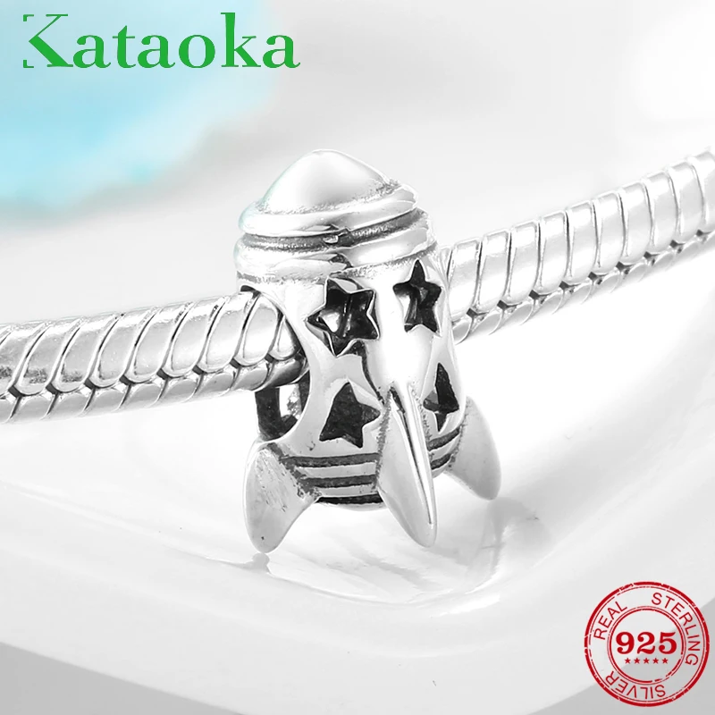 

Hot 925 Sterling Silver Hollow star Rocket shape charms bead Fit Original charm Pandora Bracelet Necklace Jewelry Making