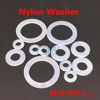 

[16*28*1] 500Pcs DIN125 ISO7089 white Plastic Nylon Inner M16 16MM big Washer Plated Flat Washer Seals Gasket Ring 16*28*1mm