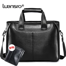LUENSRO модный мужской портфель из натуральной кожи, мужские деловые сумки, черные Офисные Сумки для мужчин, сумка для ноутбука через плечо