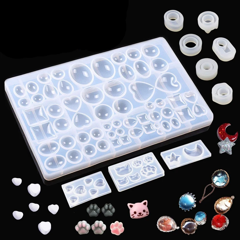 

10 Pack Resin Silicone Molds Cabochons Molds For Resin, Clay, Jewelry Making -Resin Jewelry Casting Molds With Oval, Heart, Sq