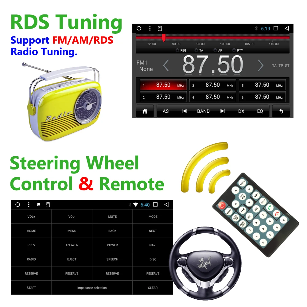 Top Full HD 1080P 7-inch 2DIN QUAD-core Android 7.1 Car Multimedia Player GPS Navigator Steering Wheel Control FM/AM/RDS Radio 14