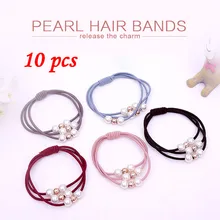 MISS ROSE, 10 шт., кольцо для волос, многослойное украшение для волос с жемчугом, инструменты для укладки волос, одноцветные Эластичные аксессуары для волос