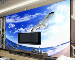 Beibehang papel де parede голубое небо белые облака Приморский Пейзаж 3d стерео фрески ТВ задний план стены обои папье peint