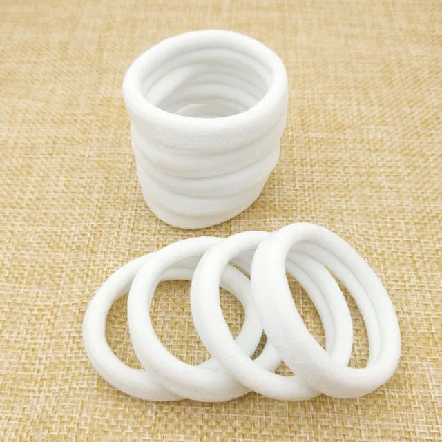 hair clips for thick hair 20 Pcs/Lot White Hair Bands Accessories For Girls Rubber Ponytail Holder Elastic Gum Plain Nylon Headwear Scrunchy hair clips