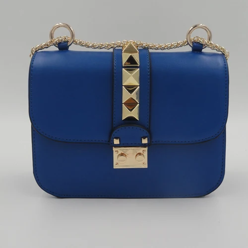 2017 New Arrival Fashion Design Women Rivet Chain Crossbody Bag Geniune Leather Brand Shoulder Bag Lady Small Messenger Bag