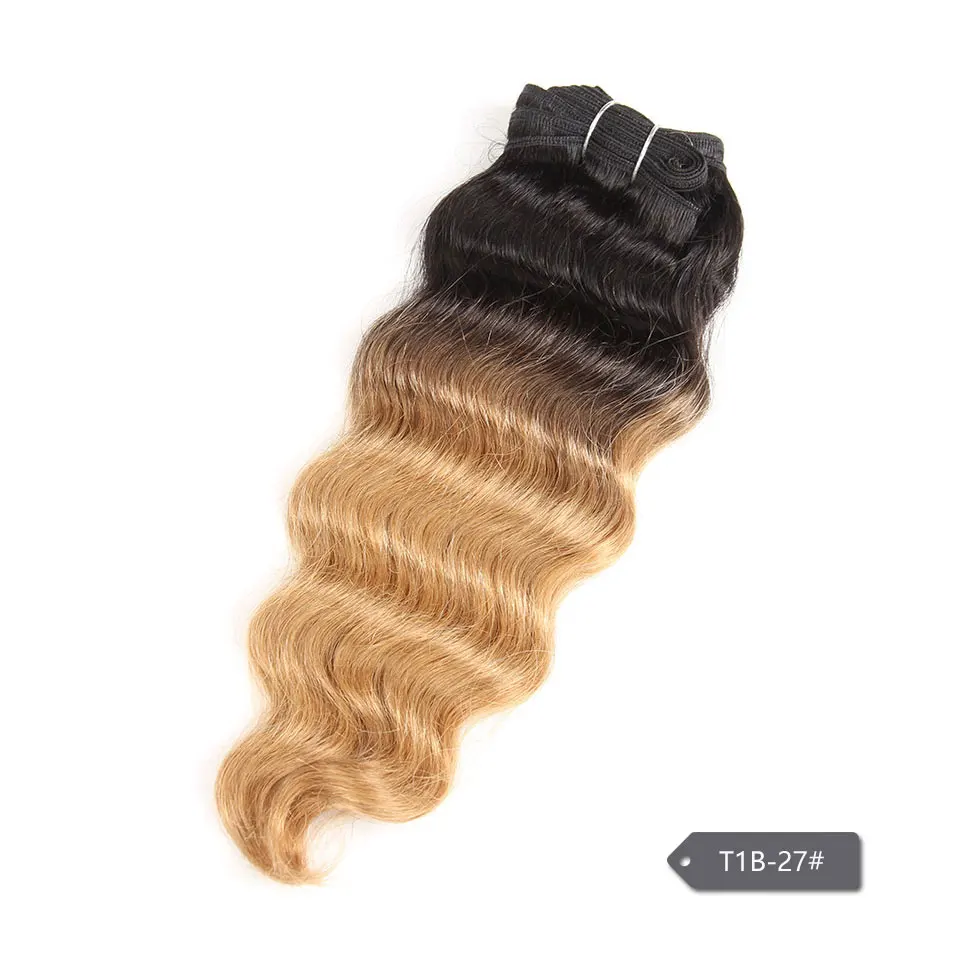 Human hair extensions human hair bundles 1 Piece Brazilian deep wave human hair weave bundles P6-27 T1B-99J Ombre Remy extension