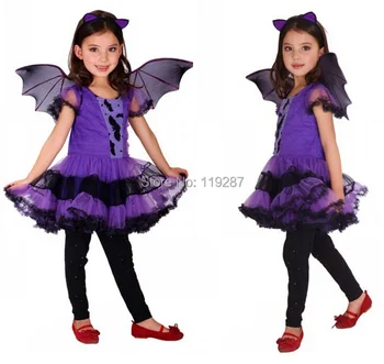 

Shanghai Story Fancy Masquerade party cosplay purple dress Vampire costume Halloween evening party costume with wing headband
