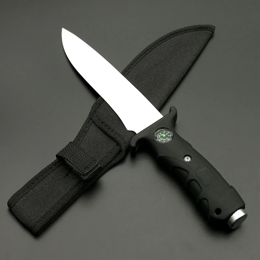 

DuoClang Compass Multi-function Fixed Blade Knife 56HRC Hardness ABS Handle Knives For Hiking, Camping,