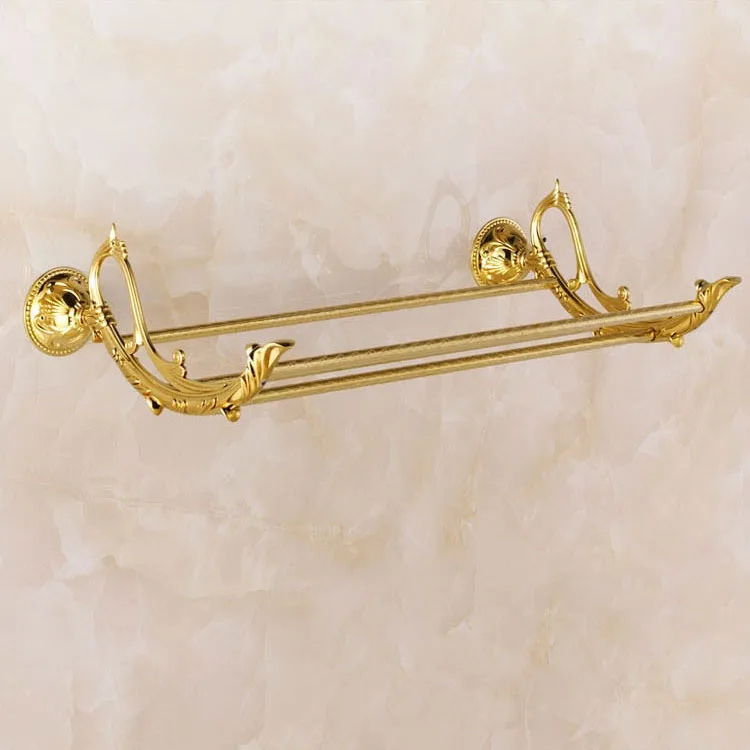 Antique Brass Gold Towel Rack Golden Pastoral Bathroom Pendant European