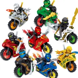 8 шт. ниндзя с мотоциклом совместимый строительный блок игрушка