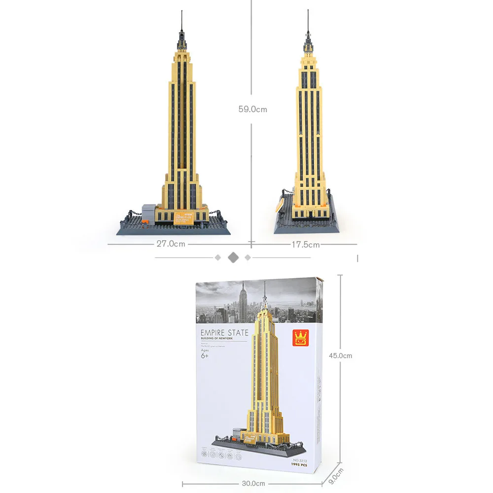 WANGE Blocks Empire State Building of NewYork 1995 шт. детали для самостоятельной сборки строительные блоки Развивающие игрушки для детей Подарки