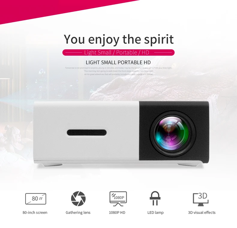LED projector YG300 White Black color Home Cinema Mini Projector AV USB