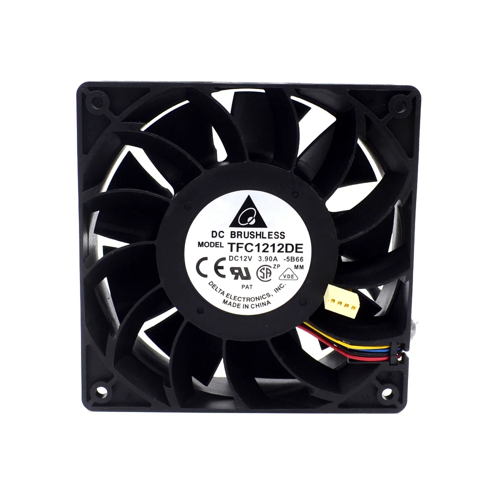 1pcs TFC1212DE  120mm DC 12V 3.9A 5200RPM 252CFM For Bitcoin Miner Powerful Server Case AXIAL cooling