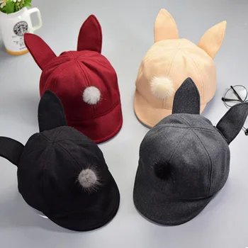 

New Cute Children Autumn Winters Rabbit Ear Cloth Material Baby Cap Infants Young Children Equestrian Cap Touca Infantil Muts T