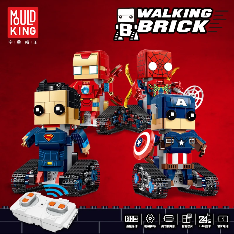 

Mould King Square Head Building Blocks Mavel Action Figure Blocks Bricks Iron Man Spider-man Super Man Captain America Blocks