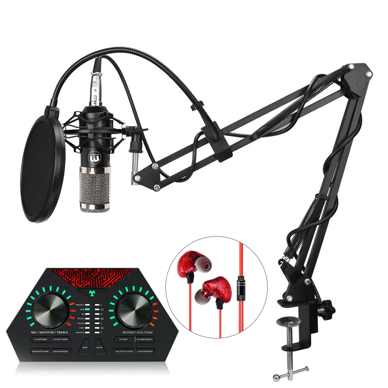 

BM 800 Microphone Professional Condenser Microphone bm800 Stand Pop Filter Tripod for Microphone for Computer PC Video Record