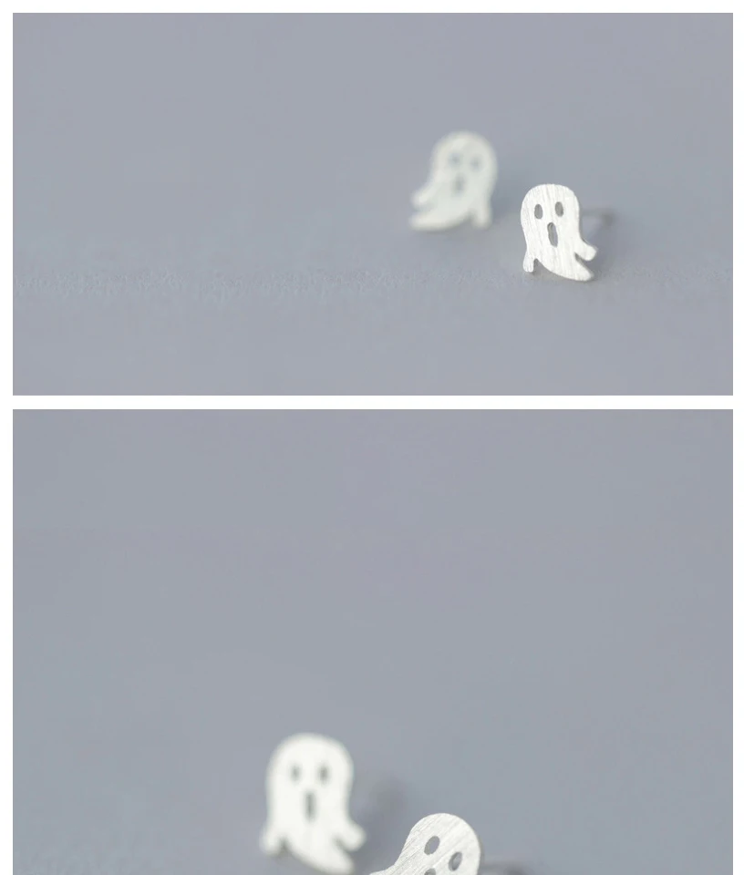 100% 925 Solid Real Sterling Silver Women Jewelry Fashion Hollow Ghost Stud Earring For Daughter Girl pendientes minimalista  (1)