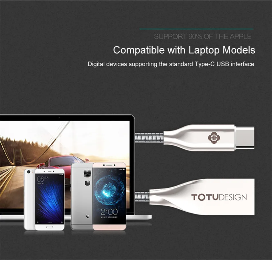 TOTU металлический USB кабель для Lightning Micro usb type C быстрое зарядное устройство Кабель-адаптер для iPhone 7 samsung Huawen Xiaomi htc кабели