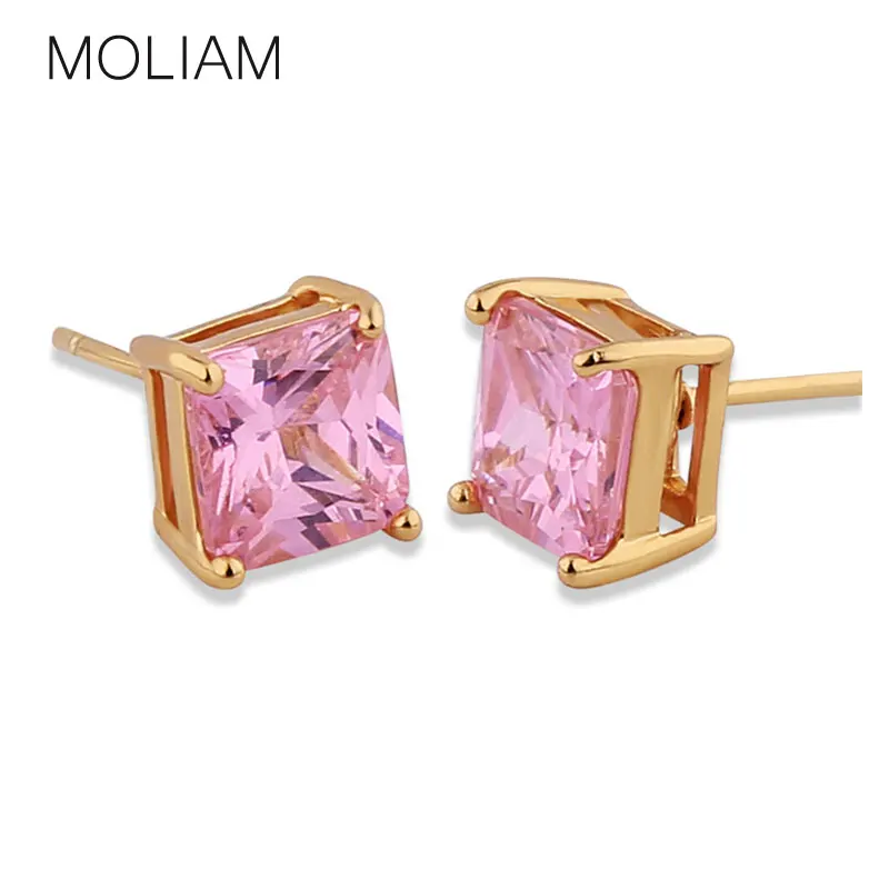

MOLIAM High Quality Jewelry Earrings Gold-Color Stud Earing Cubic Zirconia Earings Women Brinco Bijoux Gift MLE013