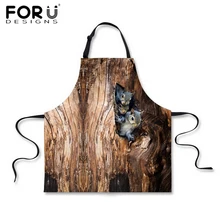 FORUDESIGNS 3D Животные птица сова печати Кухня забавные фартуки серый дерева кора дерева Пособия по кулинарии фартук для барбекю нахалы вторглись фартук на талию