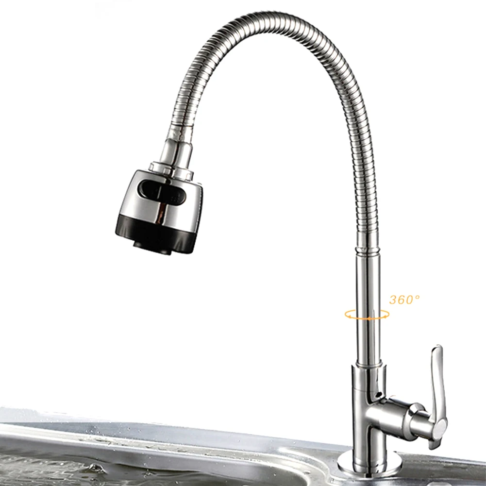 

360 Degree Rotating Deck/Wall Mounted Kitchen Sink Basin Swivel Tap Spout Cold Water Chrome Faucet Bathroom 6 Types Universal