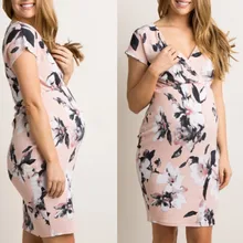 Платья для беременных женское платье с v-образным вырезом для беременных с коротким рукавом летнее платье с цветочным принтом с v-образным вырезом ropa embarazada