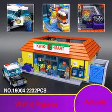 Бренд 16004 Kwik-E-Mart строительные блоки кирпичи 2232 шт. модель действия Развивающие игрушки для детей Подарки совместимы с Lgo 71016 71006