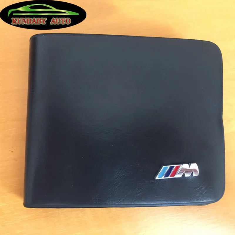 

KUNBABY Genuine Leather Black Car logo Document Bag Wallet For Audi Audi Kia Classical Wallet Card Package For BMW Car Styling