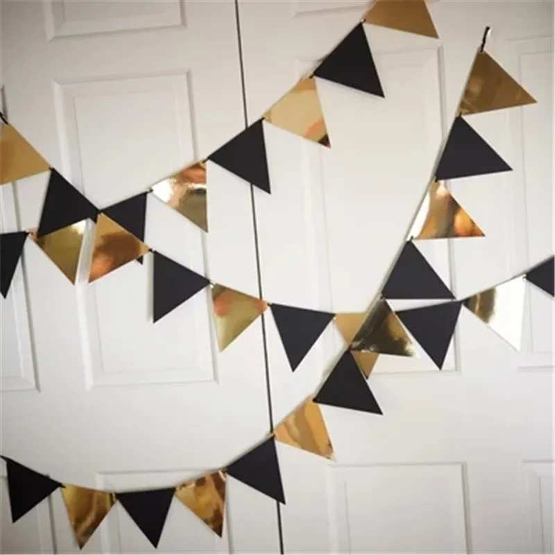 3m-Hanging-Flags-Pink-Black-Silver-Pull-Flag-Glitter-Paper-Banner-Pennant-Bunting-Garland-Wedding-Birthday