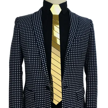 

NEW ARRIVAL Acrylic Gold Mirror Tie Geometric Model Handmade Fashion Slim Ties Neckties