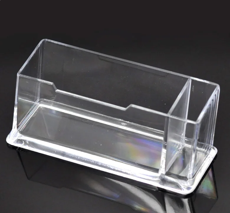 2016 NEW 1PC Clear Plastic Business Card Holder Stand Display with Pen Stand 12cmx5cmx5cm-in ...