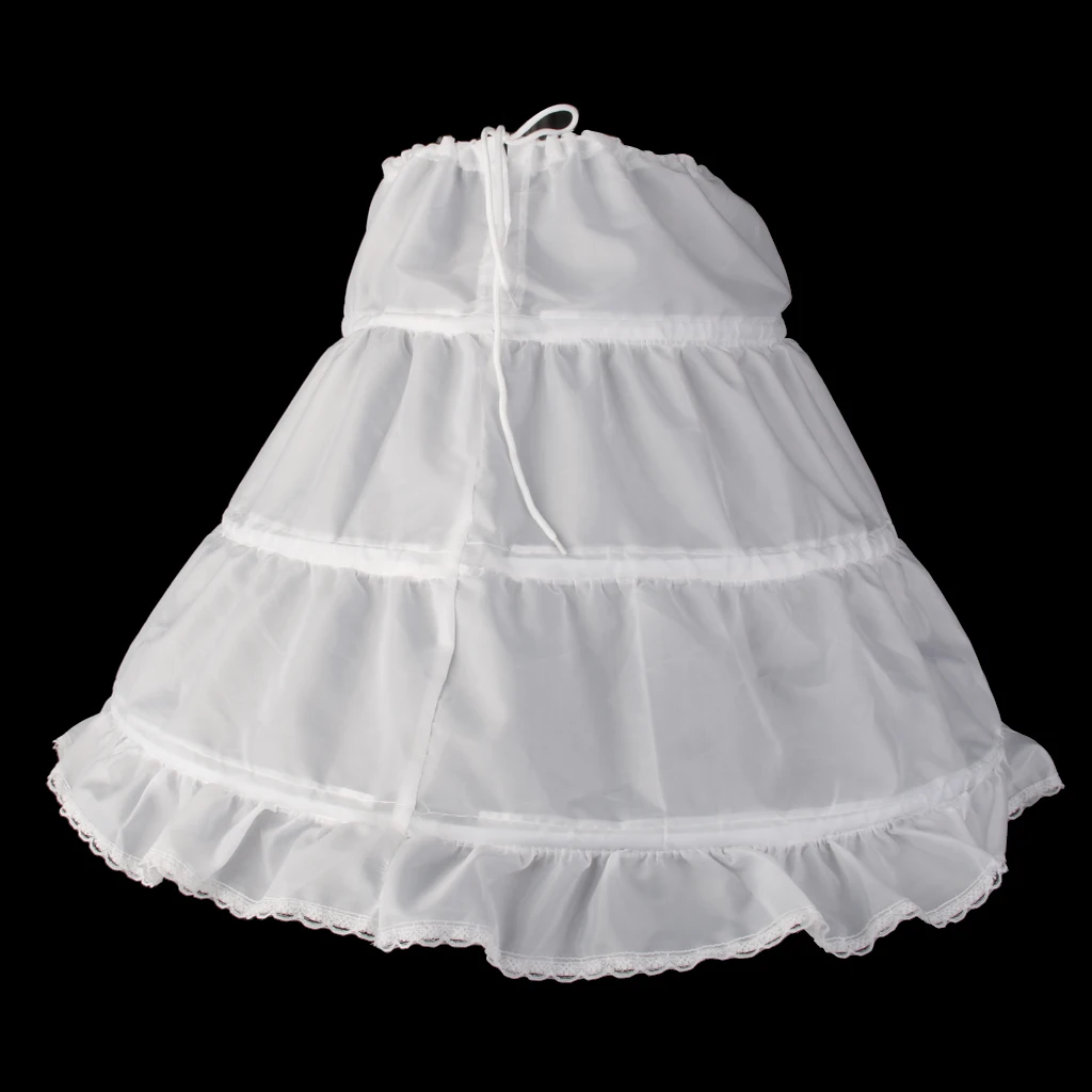 One Piece Cute Princess Flower Girl 3-Hoop A-Line Crinoline Petticoat Underskirt for Stage Show Party Kids Children Age 2-14