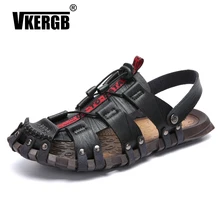 Vkergb Лидер продаж Для Мужчин 'S сандалии летние туфли из натуральной кожи; модные брендовые сандалии, мужские тапочки кроссовки на каждый день Для мужчин, с нескользящей подошвой