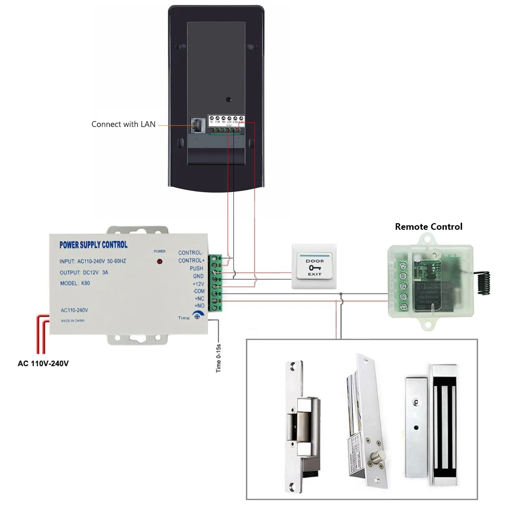 Проводной " видеодомофон дверной звонок видеодомофон система входа+ RFID код клавиатуры камера+ пульт дистанционного управления+ электронный замок+ выход