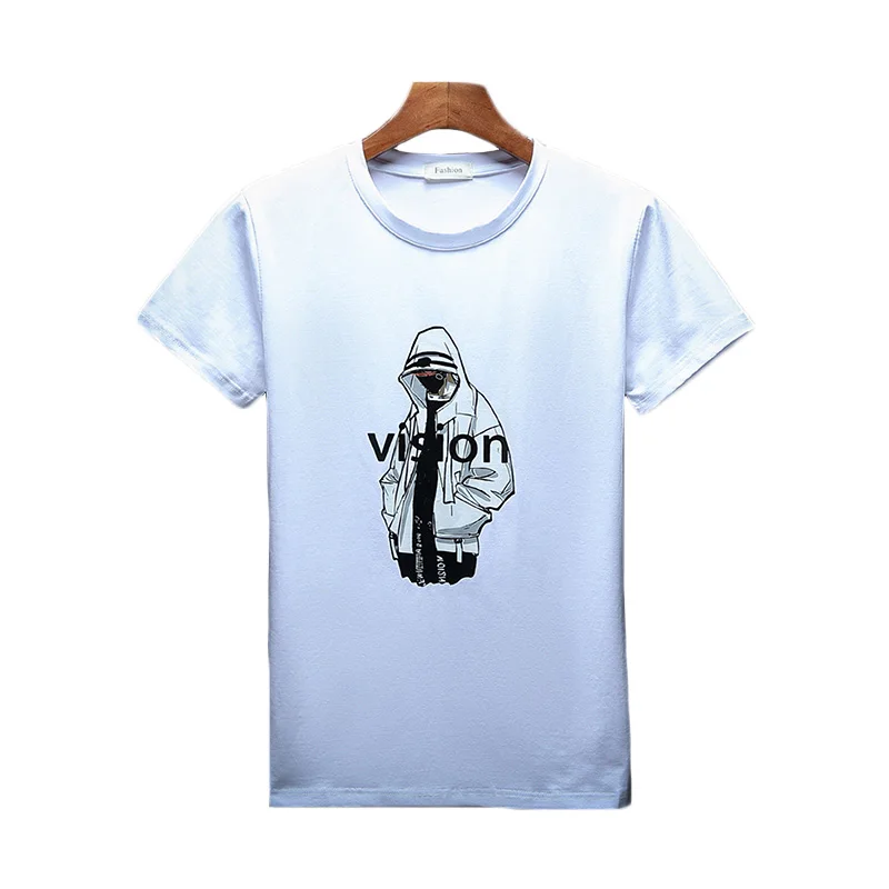 

Summer 2019 New Casual Cartoon Short Sleeve T-shirt Men's Wear Leisure Style Broadcloth Round Collar Size M-XXXL HJH