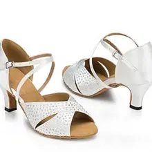 Новые женские белые атласные Стразы Сальса; бальные танцы; Танго танцевальная обувь латинский танец танцевальная обувь всех размеров