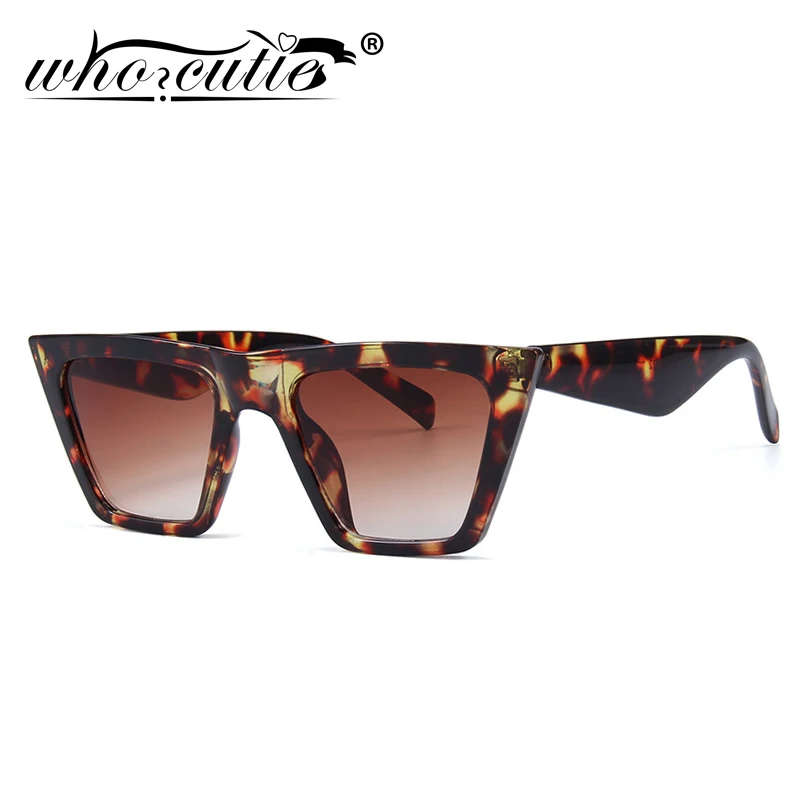 

2019 Vintage Tortoiseshell Cat Eye Sunglasses Oversized Women Brand Designer Retro Flat Top Square Cateye Sun Glasses Shades 436