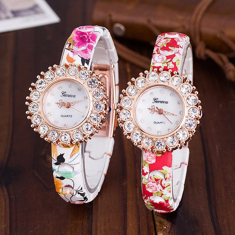 

New Fashion Dress Women Casual Quartz Watch Luxury Diamond Printed Ladies Wristwatches