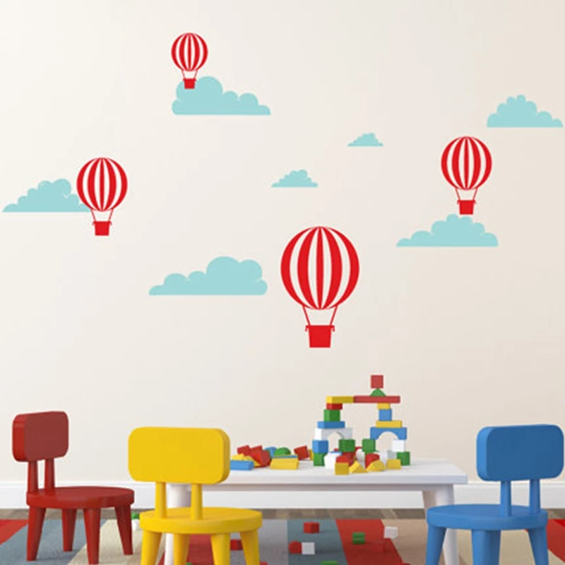 Vinyl Hot Air Balloon Wall Decal Clouds With Air Balloons Simple