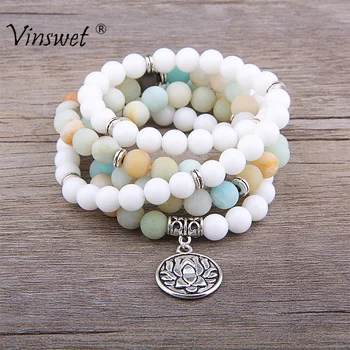 

108 Beads Natural Stone Bracelet Necklace for Life Tree Ohm Lotus Yoga Bracelet for Men Women Jewelry Pulseira Hombres