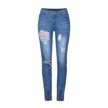 

Men Slim Biker Zipper Denim Jeans Skinny Frayed Pants Distressed Rip Trousers high quality ripped jeans for men W621