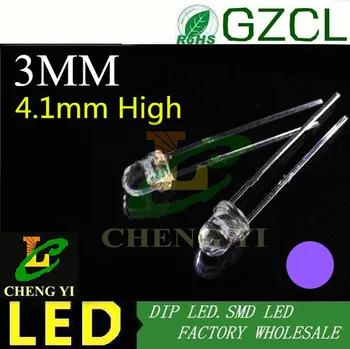 

395-400nm 3MM Round LED 3.0-3.5V LED diode 4.1mm short head uv dip led(CE&Rosh)