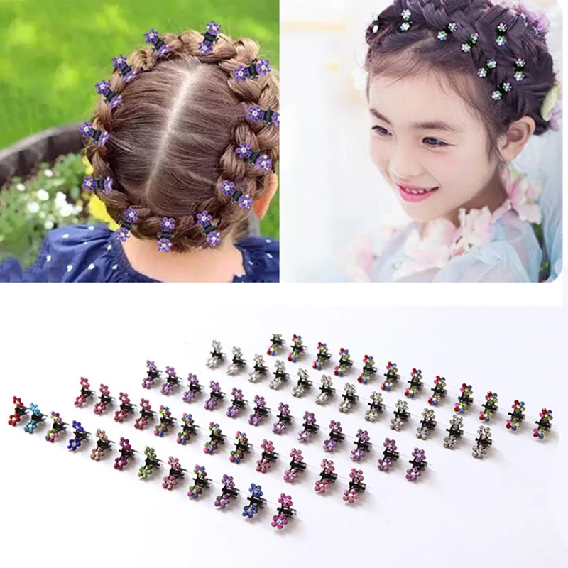 

ideacherry 12PCS/Lot Small Crystal Flowers Metal Hair Claws Hair Clip Girls Cute Fashion Headdress Oranment Hair Accessoriess