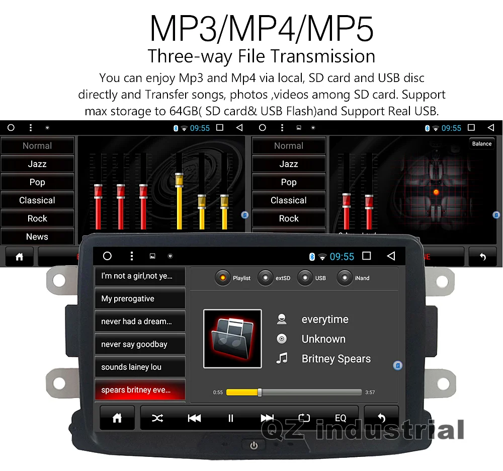 Perfect QZ industrial HD 9" Android 8.1 for Renault Duster Logan II Sandero II Dacia Dokker car DVD player with 3/4G WIFI GPS Navi Radio 5