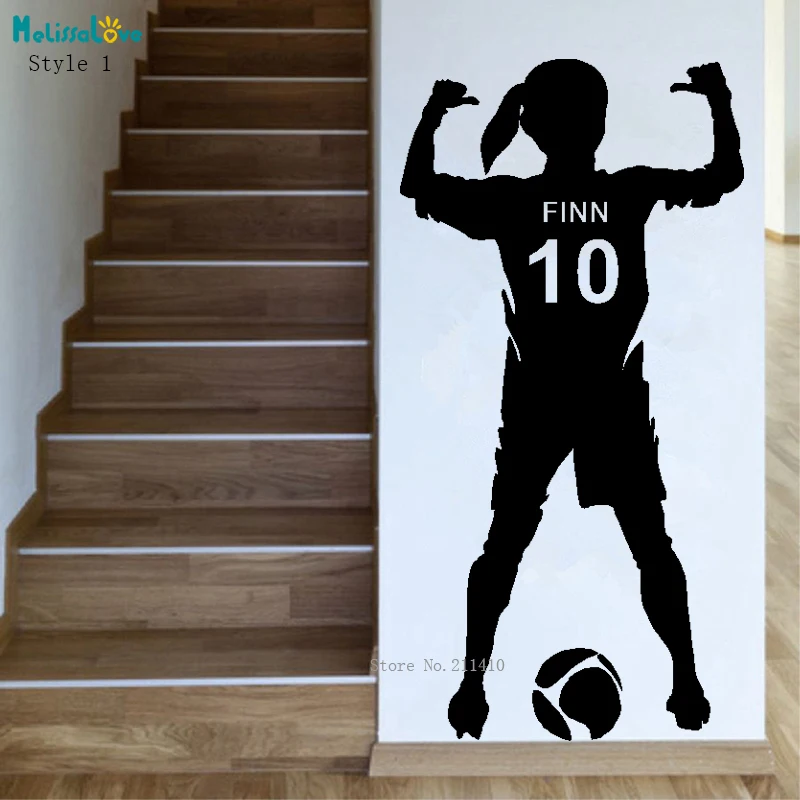 Sportt украшение с изображением футбола Наклейка на стену футбольный плеер самоклеящиеся фрески гостиная школа для детей виниловые художественные наклейки YT977