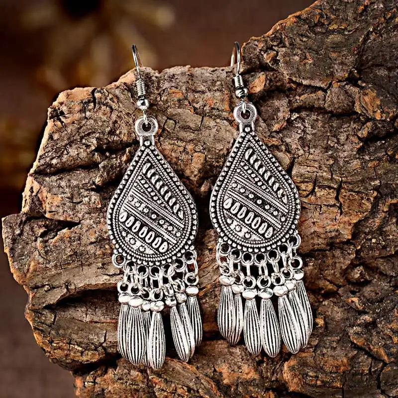 Модные Этнические женские серьги Jhumka Jhumki винтажные серебряные с кисточками